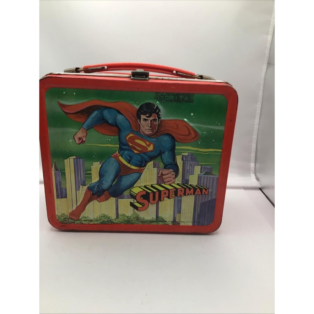 Vtg 1978 Superman Aladdin Industries DC Comics Metal Lunch Box W/THERMOS